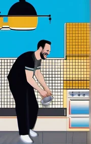 Asian Man in a Bathhouse